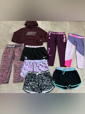 Girls NIKE/UNDER ARMOUR Shorts..Sweatshirt & Leggings Summer Lot, sz Large